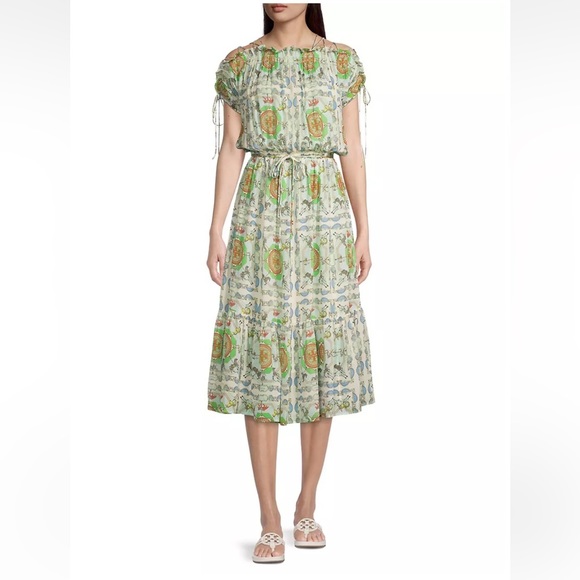 Tory Burch Carousel Silk Off The Shoulder Dress - Picture 5 of 12